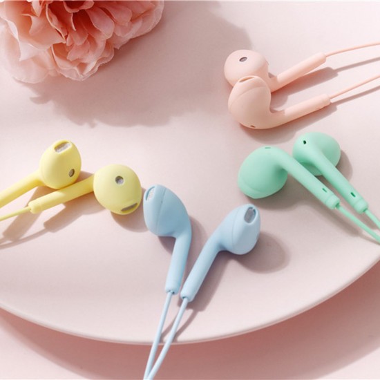 U88 Universal Wired Control Earphone Fashion Pure Color 3.5mm Plug Headphone with Microphone