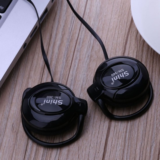 SHINI SN-360 Ear Hook Headsets 3.5mm Wired Stereo Earphone Game Sports Headphone with Mic for Phone Headset