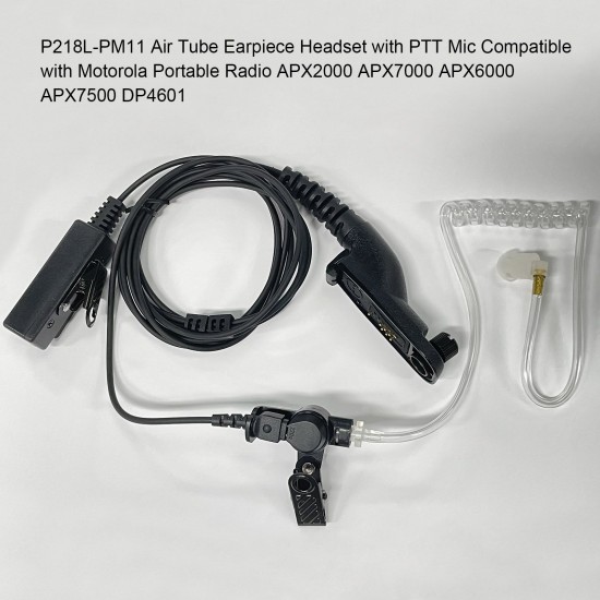 PTT Air Tube Earpiece Headset with PTT Mic Compatible with Motorola Portable Radio APX2000 APX7000 APX6000 APX7500 DP4601 Walkie Talkie XiR P8668