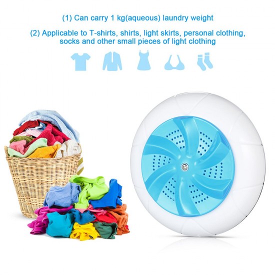 Portable Turbine Washing Machine 1 kg Laundry Quantity Mini Rotating Washer with USB Cable for Travel Home Business Trip