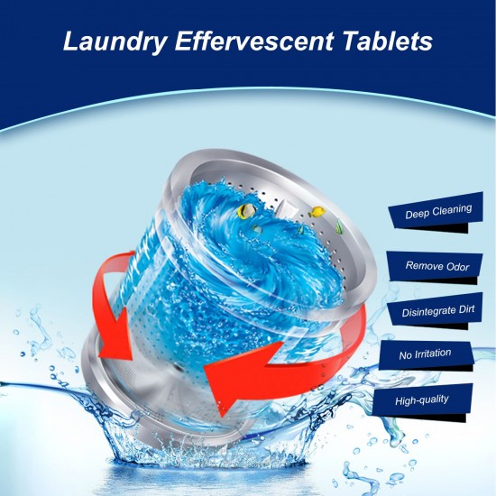 12PCS Laundry Effervescent Tablets Washing Machine Effervescent Tablets Cleaner Laundry Deep Cleaning Remove Odor Decontamination Tablets