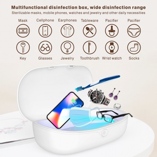 3-in-1 UV Disinfection Box QC3.0 Wireless Fast Charger Aromatherapy Portable UV Lamp Ultraviolet Sterilizer Cleaner for Face Cover Phone Jewelry Sock