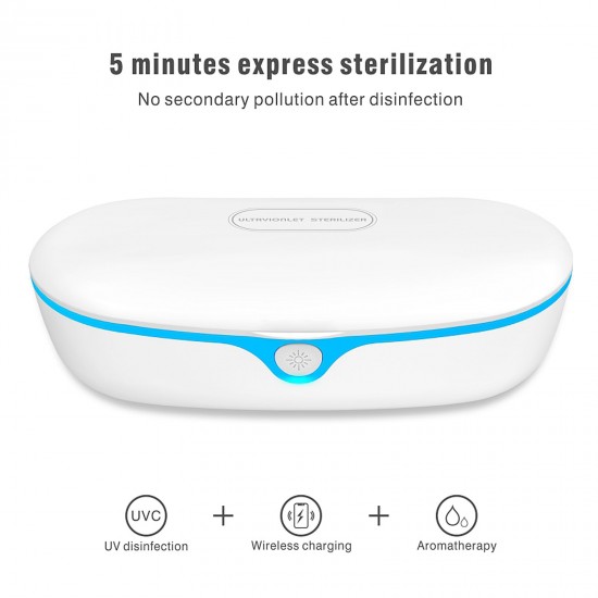 3-in-1 UV Disinfection Box QC3.0 Wireless Fast Charger Aromatherapy Portable UV Lamp Ultraviolet Sterilizer Cleaner for Face Cover Phone Jewelry Sock