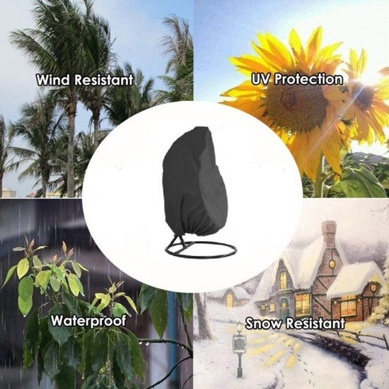 Patio Hanging Chair Cover Outdoor Egg Chair Cover Durable Waterproof Swing Chair Dust Cover Black, S Size 115 * 190cm