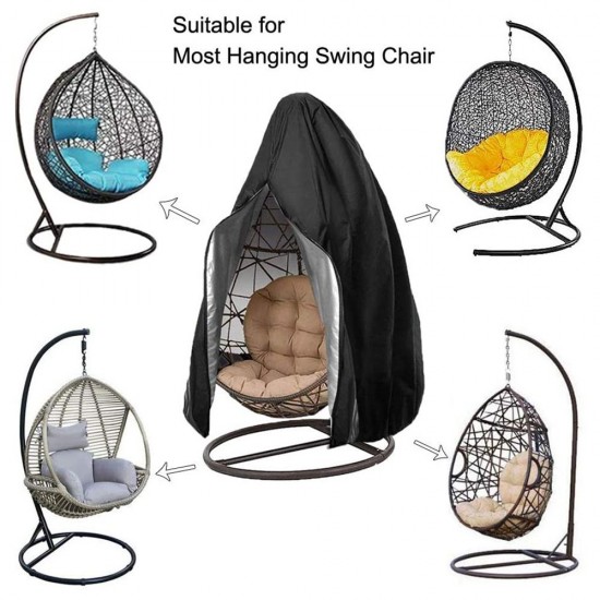 Patio Hanging Chair Cover Outdoor Egg Chair Cover Durable Waterproof Swing Chair Dust Cover Black, S Size 115 * 190cm