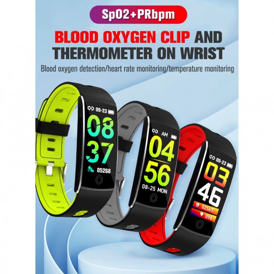 Smart Watch, Fitness Tracker, Smart Sports Bracelet, Body Temperature / PR Pulse Rate / SpO2 Blood Oxygen Sensor Saturation / Blood Pressure Monitoring, Step Calorie Counter Sleep Monitoring, IP67 Waterproof Smart Bracelet