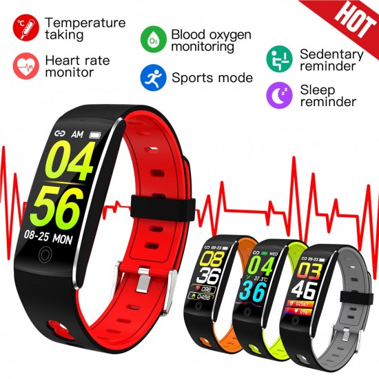 Smart Watch, Fitness Tracker, Smart Sports Bracelet, Body Temperature / PR Pulse Rate / SpO2 Blood Oxygen Sensor Saturation / Blood Pressure Monitoring, Step Calorie Counter Sleep Monitoring, IP67 Waterproof Smart Bracelet