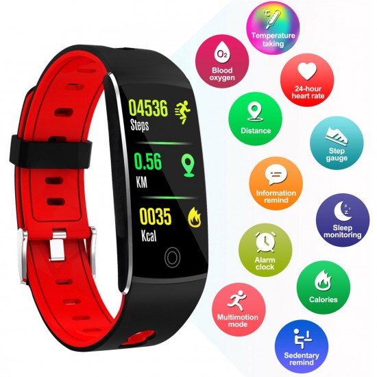 Smart Watch, Fitness Tracker, Smart Sports Bracelet, Body Temperature / PR Pulse Rate / SpO2 Blood Oxygen Sensor Saturation / Blood Pressure Monitoring, Step Calorie Counter Sleep Monitoring, IP67 Waterproof Smart Bracelet