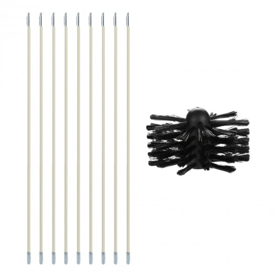 Chimney Cleaning Brush Kit 9PCS Poles with Nylon Brush Head Duct Vent Cleaning Set Chimney Sweep Kit Flexible Chimney Brushes for Fireplace Dryer Vent