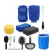 15PCS Car Wash Cleaning Tools Set With Folding Bucket Wash Mitt Sponge Towels Tire Brush Window Scraper Duster for Auto Interior Exterior Care Cleaning Car Detailing Set