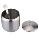 Stainless Steel Drum Shaped Cruet Seasoning Pot Sugar Coffee Can Container with Spoon Kitchen Tool