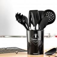 Kitchen Utensils Set 9Pcs All Over Silicone Non-stick Barreled Cooking Utensils Set Silica Gel Utensil Kitchenware Set