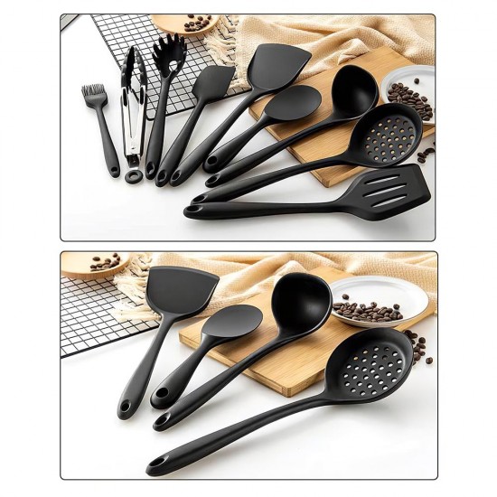 Kitchen Utensils Set 9Pcs All Over Silicone Non-stick Barreled Cooking Utensils Set Silica Gel Utensil Kitchenware Set