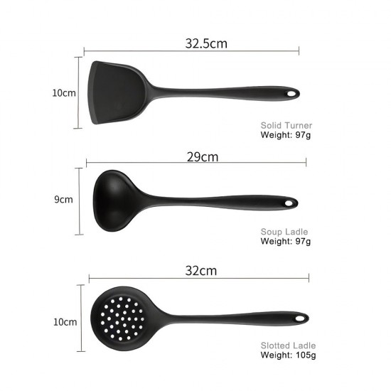 Kitchen Utensils Set 9Pcs All Over Silicone Non-stick Barreled Cooking Utensils Set Silica Gel Utensil Kitchenware Set