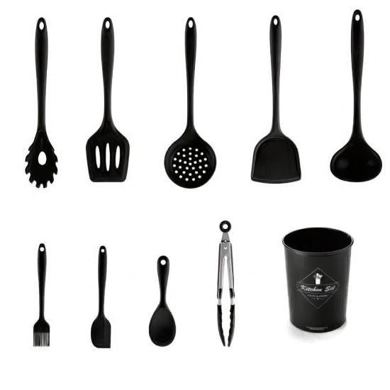 Kitchen Utensils Set 9Pcs All Over Silicone Non-stick Barreled Cooking Utensils Set Silica Gel Utensil Kitchenware Set