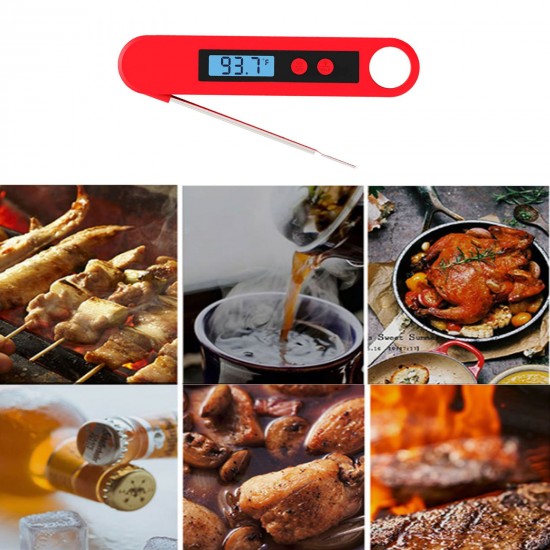 Meat Thermometer Food Thermometer Digital Instant Read Thermometer LCD Display with Backlight Waterproof Thermometer for Kitchen BBQ Grill Milk Water