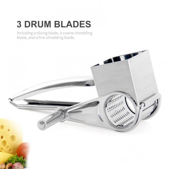 Manual Rotary Cheese Grater Stainless Steel Handheld Rotary Slicer Shredding Grinder for Grating Hard Cheese Chocolate Nuts Party Dessert Restaurant Kitchen Gadgets