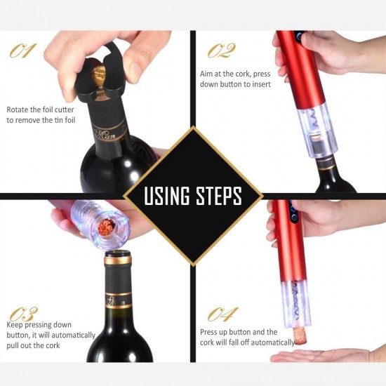 Electric Wine Opener with Foil Cutter Easy Operation Portable 2800mAh Rechargeable Wine Opener Automatic Electric Wine Bottle Corkscrew for Home Party Bar Restaurant