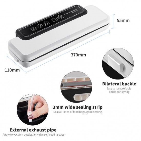 Vacuum Sealer Machine Compact Food Sealer Automatic Food Food Preservation Machine Dry & Wet Food Modes 10 Vacuum Bags