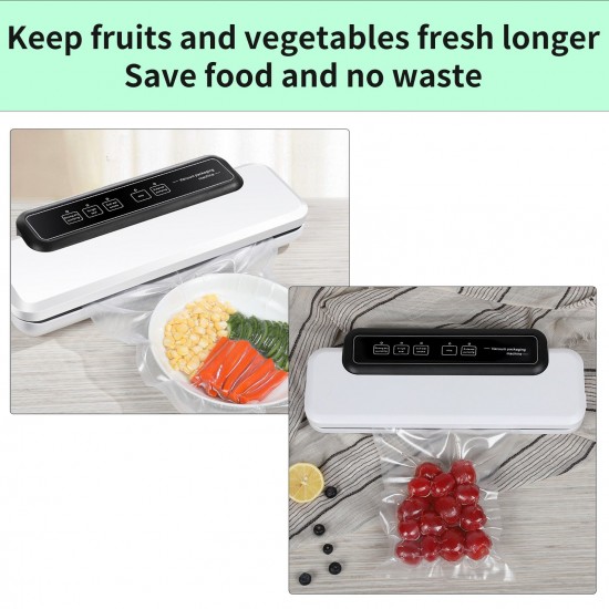 Vacuum Sealer Machine Compact Food Sealer Automatic Food Food Preservation Machine Dry & Wet Food Modes 10 Vacuum Bags