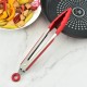 Silicone Kitchen Tongs, Serving Tongs for cooking, High Heat Resistant to 230°C, Stainless Steel Metal Food Tongs with Non-Stick Silicone Tips(16 inch,Red)