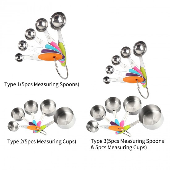 5PC Measuring Spoons Set for Dry and Liquid Ingredients Cooking Baking Utensils Stainless Steel Heat-Resistant Cookware Set Kitchen Gadgets