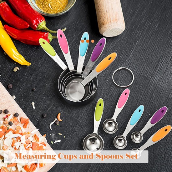 5PC Measuring Spoons Set for Dry and Liquid Ingredients Cooking Baking Utensils Stainless Steel Heat-Resistant Cookware Set Kitchen Gadgets