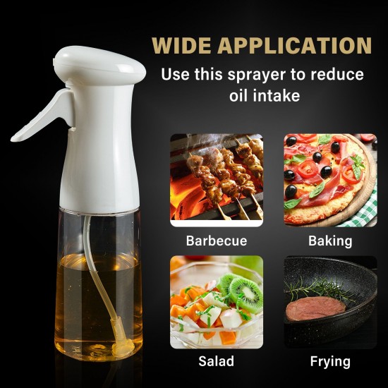 Plastic Oil Sprayer 200ml Oil Dispenser with Brushes Portable Refillable Spray Bottle for Vinegar Cooking Wine Soy Sauce Cooking Baking Grilling