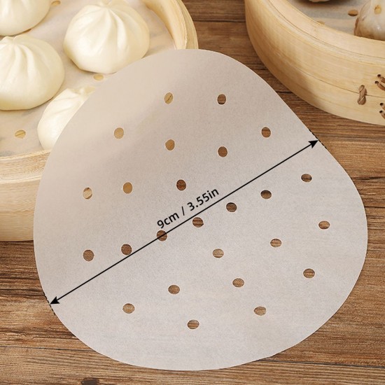 50 pcs Non-stick steamer paper disposable small steamed bun oil paper round steamed Non-stick Mini Steam Paper for Steamed  3.55 inch