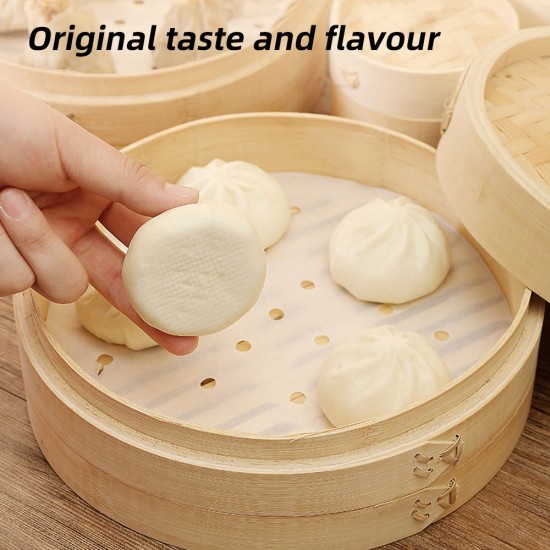 50 pcs Non-stick steamer paper disposable small steamed bun oil paper round steamed Non-stick Mini Steam Paper for Steamed  3.55 inch