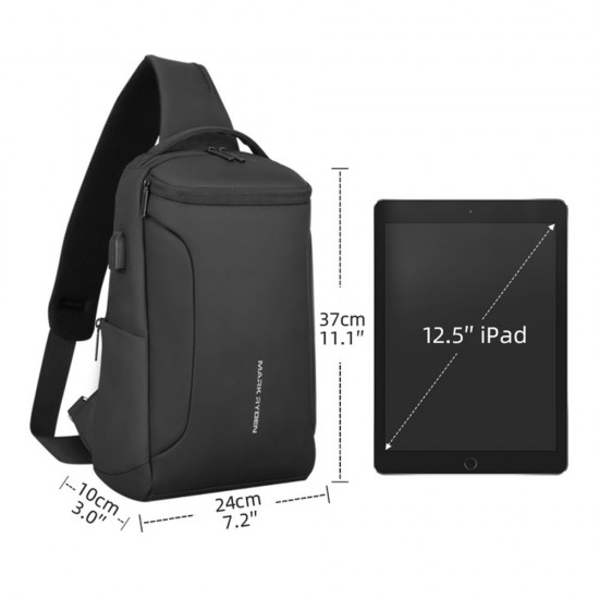 Mark Ryden Portable Fashion Business Leisure Anti-Theft Waterproof USB Charge Large Capacity Men Single-Shoulder Bag