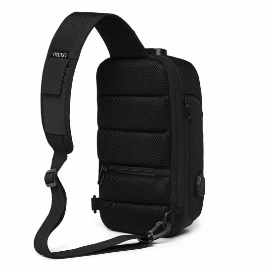 ozuko Portable Fashion Large Capacity Multi-Function Man Chest Bag Waterproof Anti-Theft USB Charge Port Chest Pack With Lock