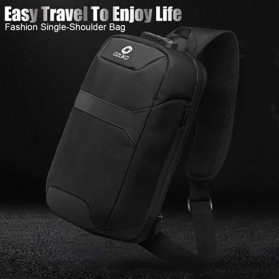 ozuko Portable Fashion Large Capacity Multi-Function Man Chest Bag Waterproof Anti-Theft USB Charge Port Chest Pack With Lock