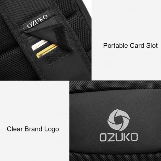 ozuko Portable Fashion Large Capacity Multi-Function Man Chest Bag Waterproof Anti-Theft USB Charge Port Chest Pack With Lock