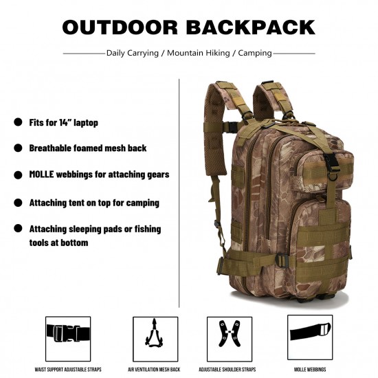 Outdoor Backpack Mountain Hiking Daypack Camouflage Large Capacity Multi Pockets Webbings Rucksacks