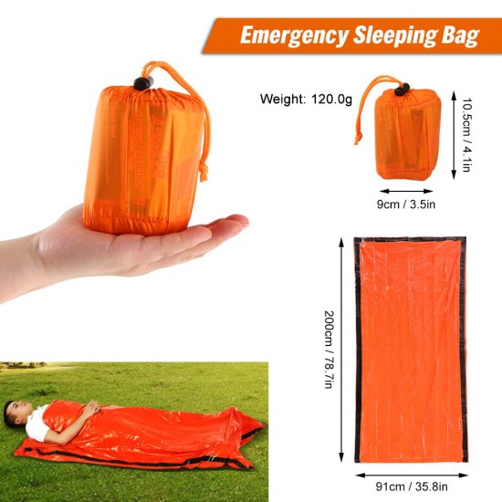 Portable Lightweight Outdoor Emergency Sleeping Bag with Drawstring Sack for Camping Travel Hiking