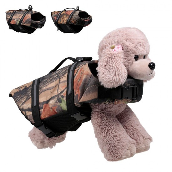 Dog Life Vest Camouflage Reflective Stripe Life Jacket Floating Coat for Big Size Dogs Swimming Safety