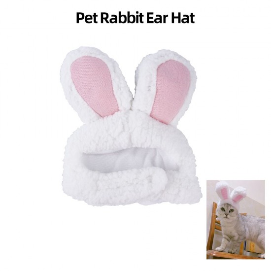 Cute Pet Rabbit Ears Hat for Cat Cosplay Clothes Fancy Pet Bunny Cap Halloween Easter Birthday Photo Shoot Dress for Cat