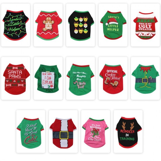 Pets Christmas T-Shirt for Dogs Christmas Pet Clothes Christmas Pet Costume Dog Shirt Dog T-Shirts