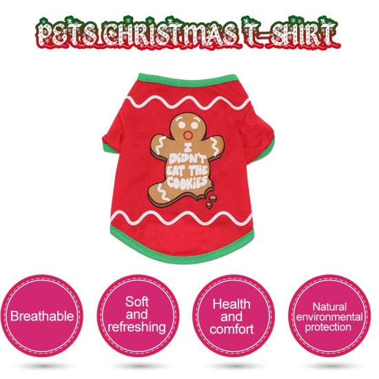 Pets Christmas T-Shirt for Dogs Christmas Pet Clothes Christmas Pet Costume Dog Shirt Dog T-Shirts