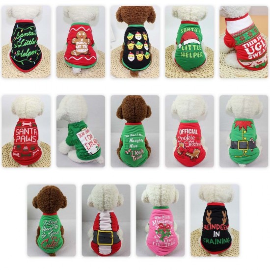 Dog shirt Dog Christmas T-shirt Pet T-shirt Dogs Christmas T-Shirt Summer Dog T-shirt Pet Dogs Clothing Christmas Dog Clothing Polyester T-shirt Puppy Costume