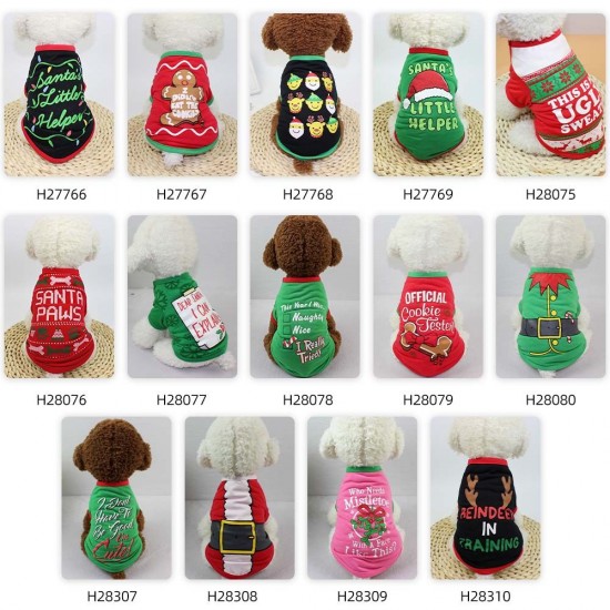 Dog shirt Dog Christmas T-shirt Pet T-shirt Dogs Christmas T-Shirt Summer Dog T-shirt Pet Dogs Clothing Christmas Dog Clothing Polyester T-shirt Puppy Costume