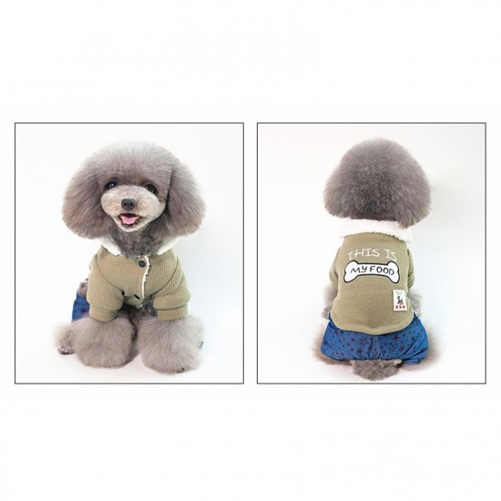 Pet Clothes Dog Sweatshirts Cotton Cat Jackets Soft Warm Winter Dogs Clothes Jumpsuit Star Pattern Button Pet Coat for Small and Medium Pets