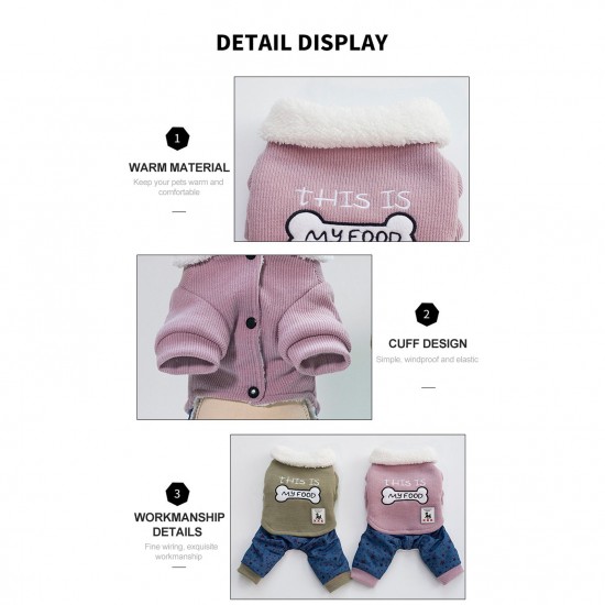 Pet Clothes Dog Sweatshirts Cotton Cat Jackets Soft Warm Winter Dogs Clothes Jumpsuit Star Pattern Button Pet Coat for Small and Medium Pets