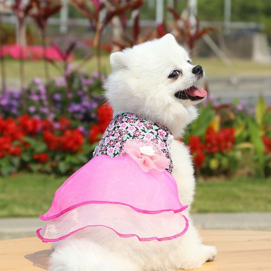 Dog Dress Dog Skirt Dog Floral Skirt Elegant Summer Dress for Small Medium Large Dogs Pets