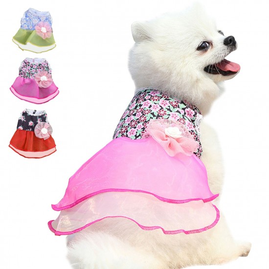 Dog Dress Dog Skirt Dog Floral Skirt Elegant Summer Dress for Small Medium Large Dogs Pets