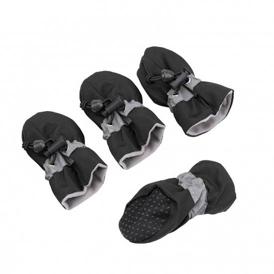 Antiskid Puppy Shoes 4pcs Soft-soled Dog Shoes with Adjustable Drawstring Waterproof Dog Boots Pet Paw Care Protector for Small, Medium Pets Dogs