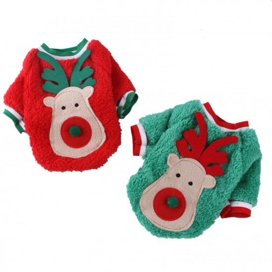 Christmas Dog Costume Xmas Pet Clothes Dog Elk Clothes Dog Coral Fleece Clothes