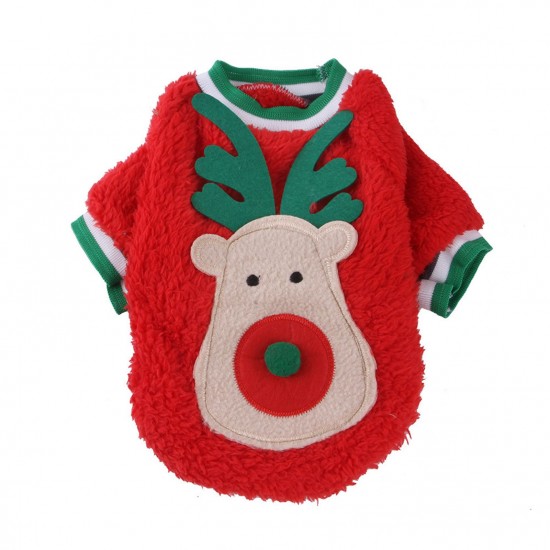 Christmas Dog Costume Xmas Pet Clothes Dog Elk Clothes Dog Coral Fleece Clothes