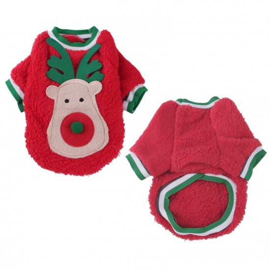 Christmas Dog Costume Xmas Pet Clothes Dog Elk Clothes Dog Coral Fleece Clothes